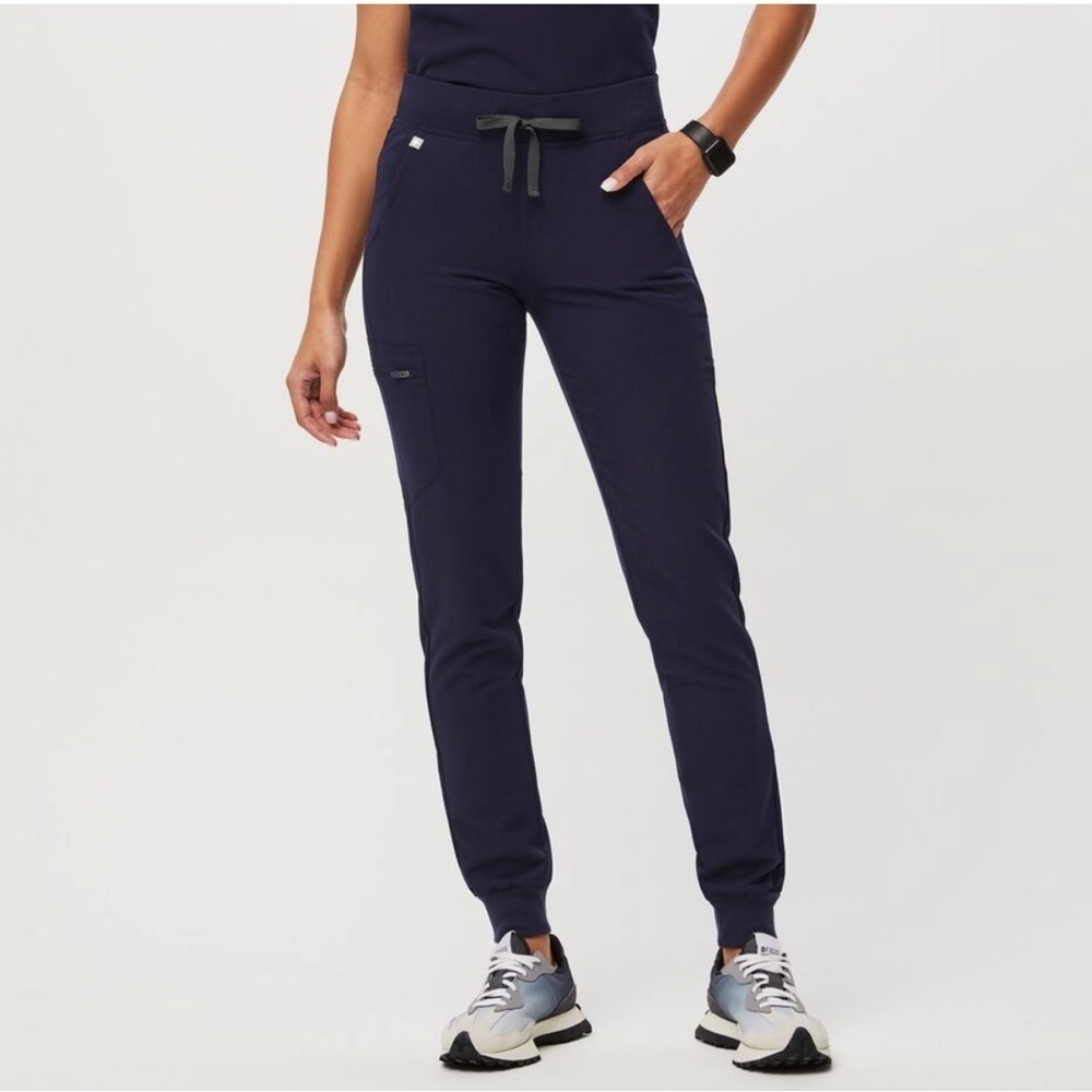 Figs Zamora Jogger Scrub Pants Navy Blue with Gray Drawcord Size XL/T